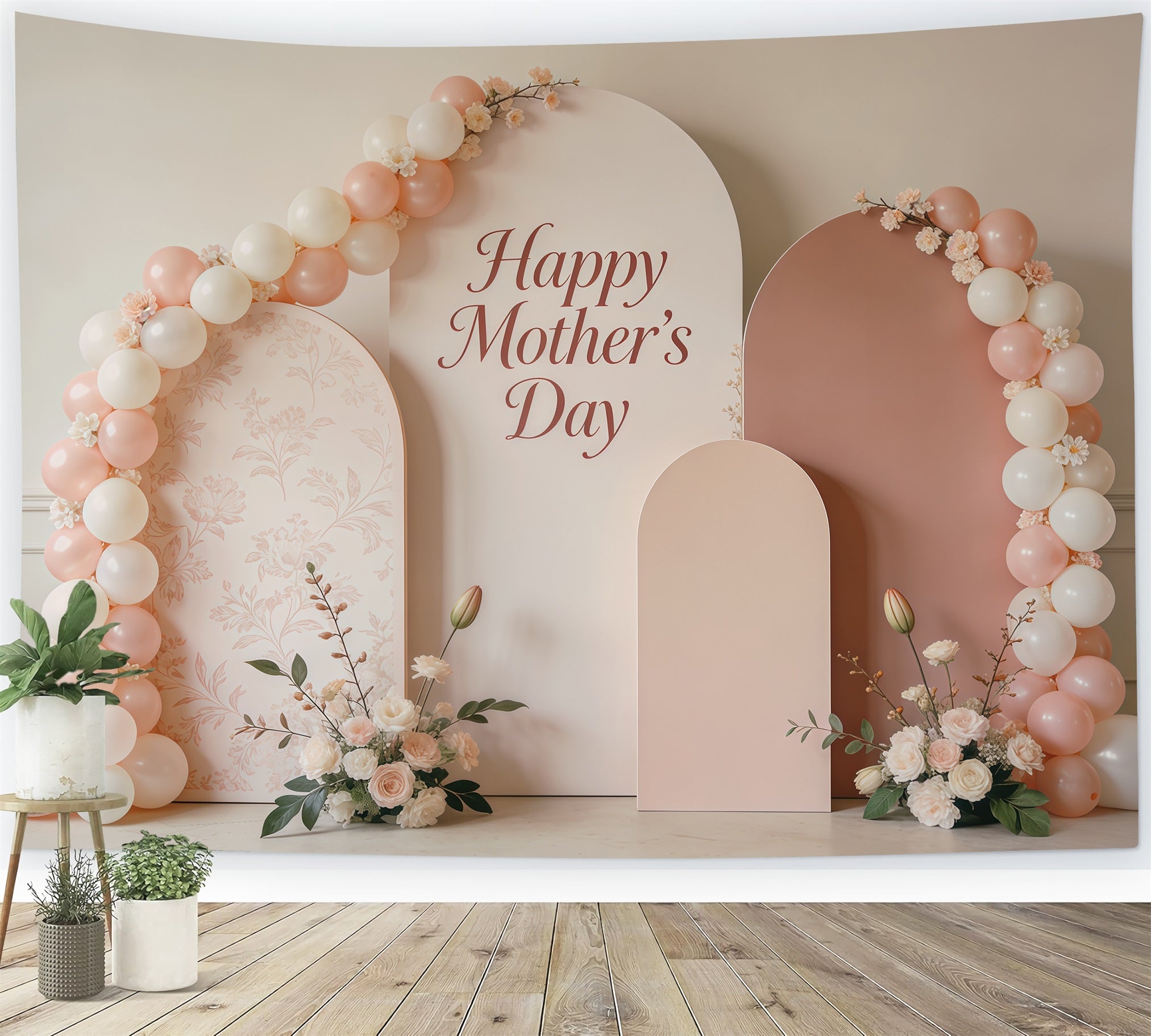Mother’s Day Lettering Backdrop Blush Balloon Arch Panel Mother's Day Photo Backdrop CSH63-68