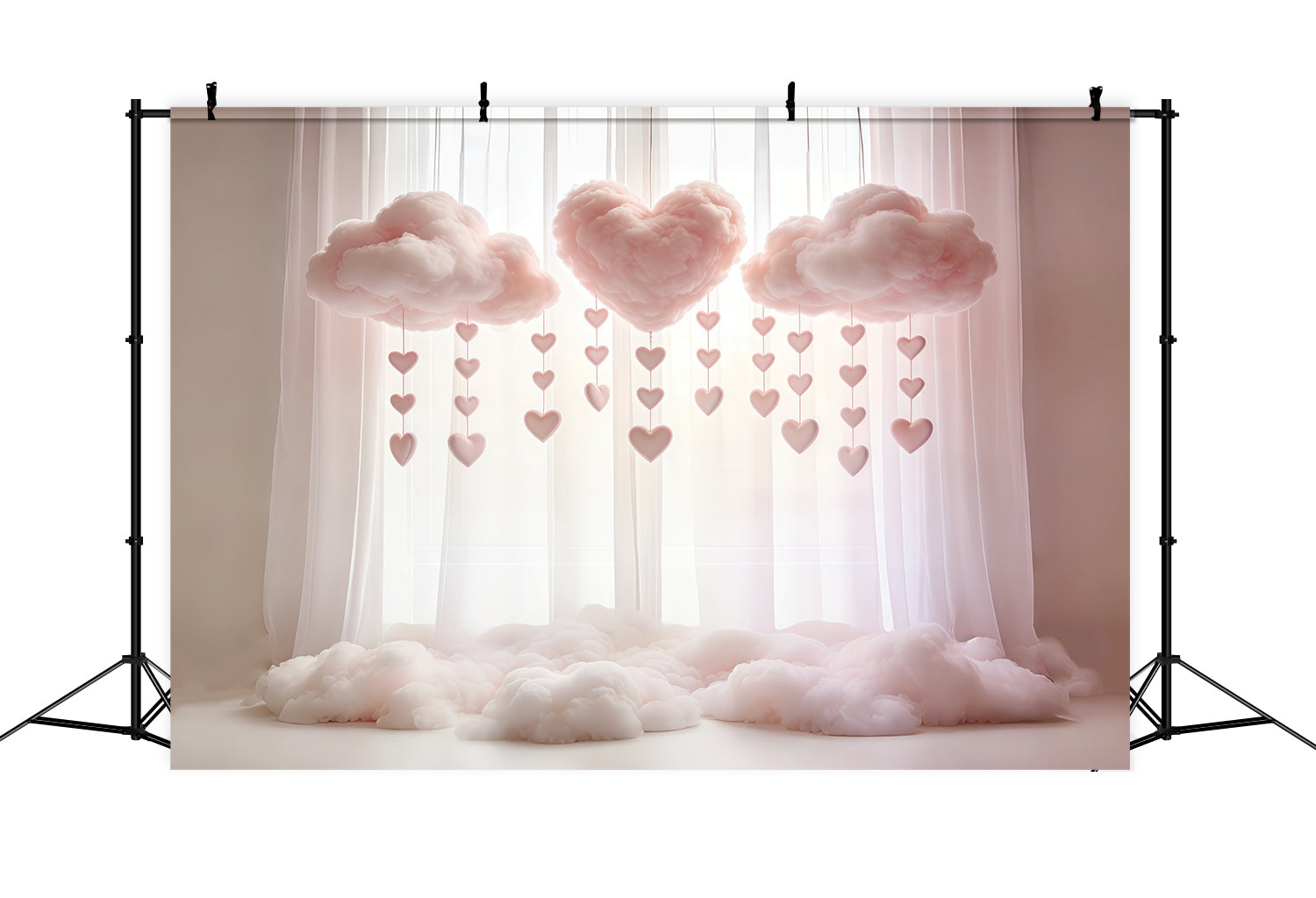 Heart Clouds Dreamy Pink Clouds Curtain Happy Mother's Day Backdrop CSH63-86