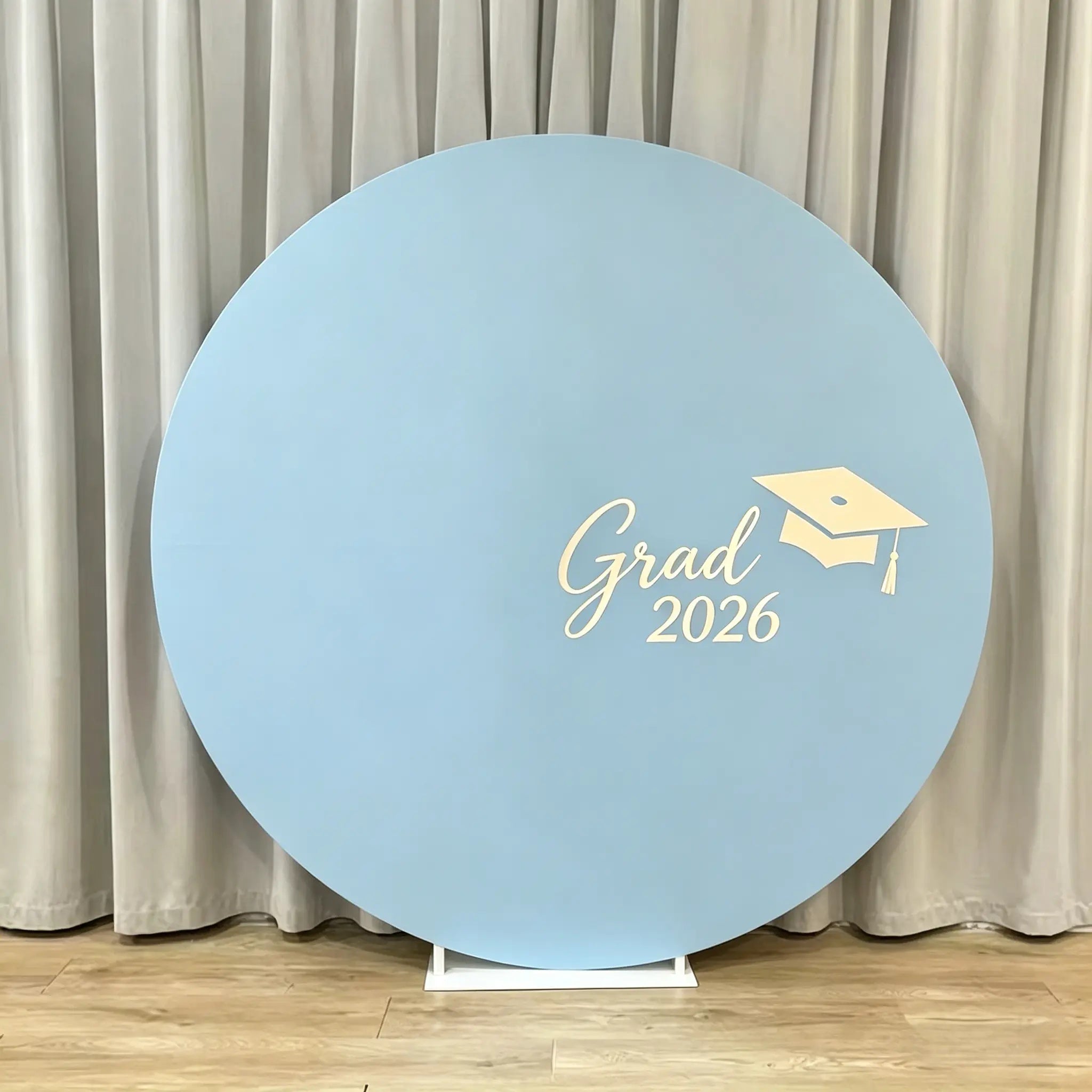 Graduation Welcome Backdrop Light Blue Minimalist Round Custom Graduation Welcome Sign Backdrop CSH64-45