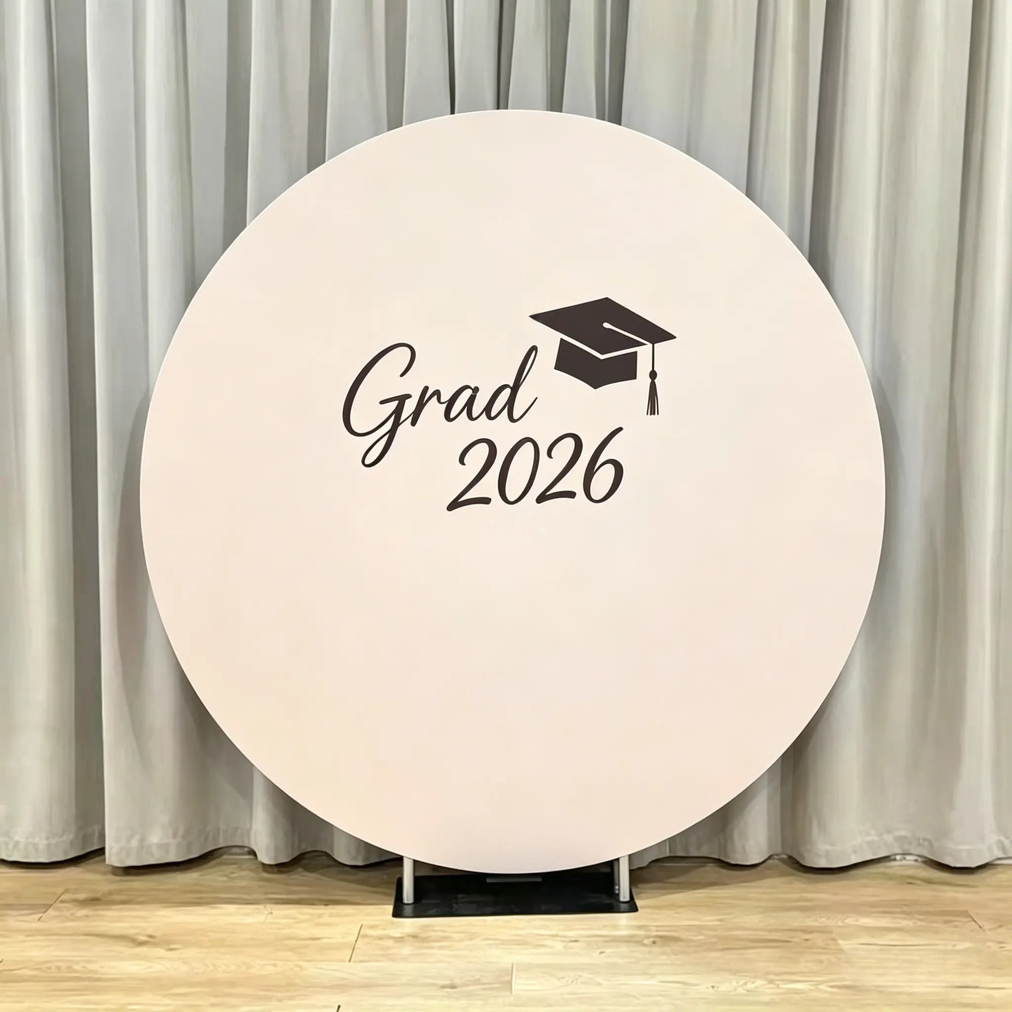 Graduation Backdrop For Photos Blush Pink Black Simple Grad Round Graduation Photography Backdrop CSH64-46
