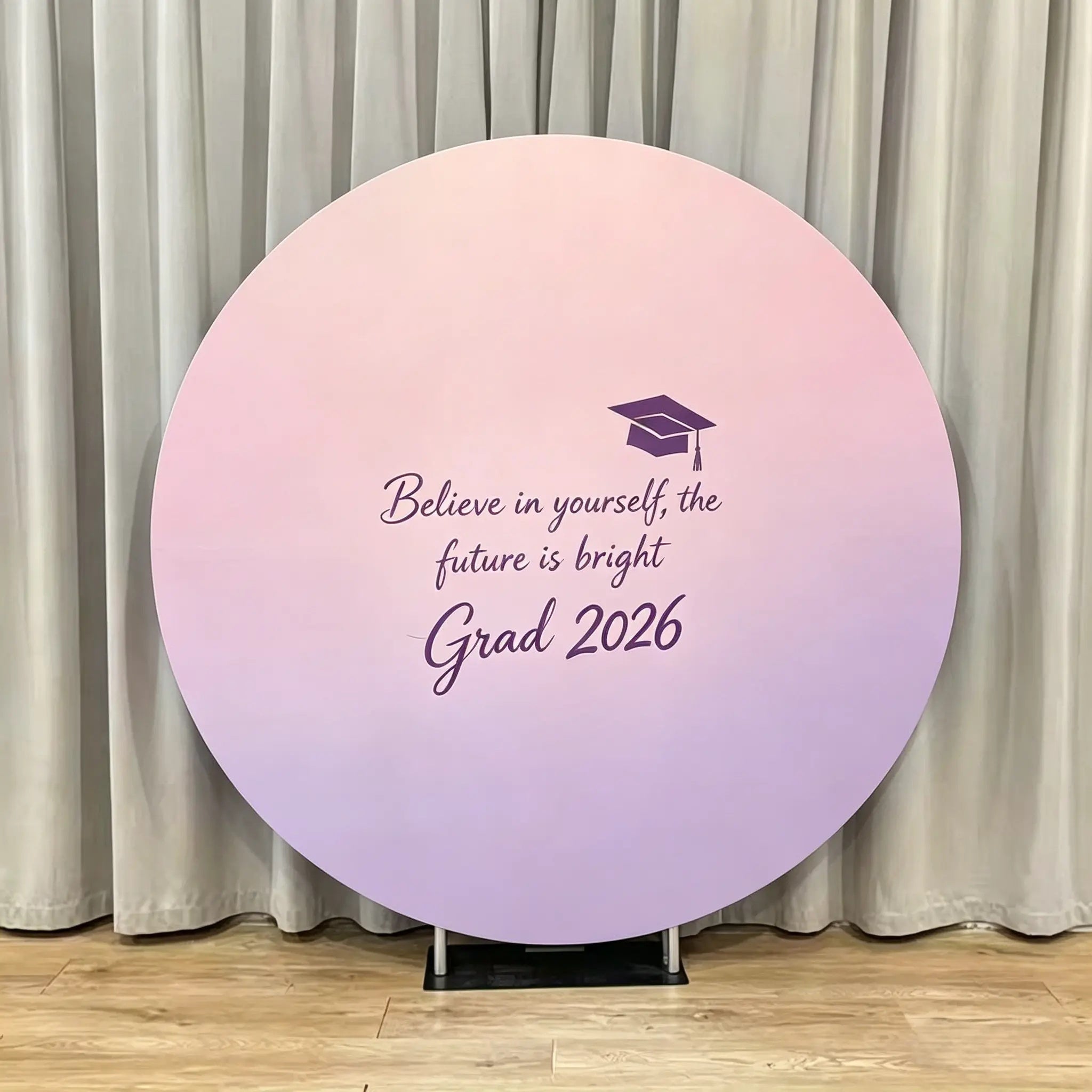 Graduation Round Backdrop Cover Pink Purple Inspirational Grad Graduation Round Backdrop CSH64-52