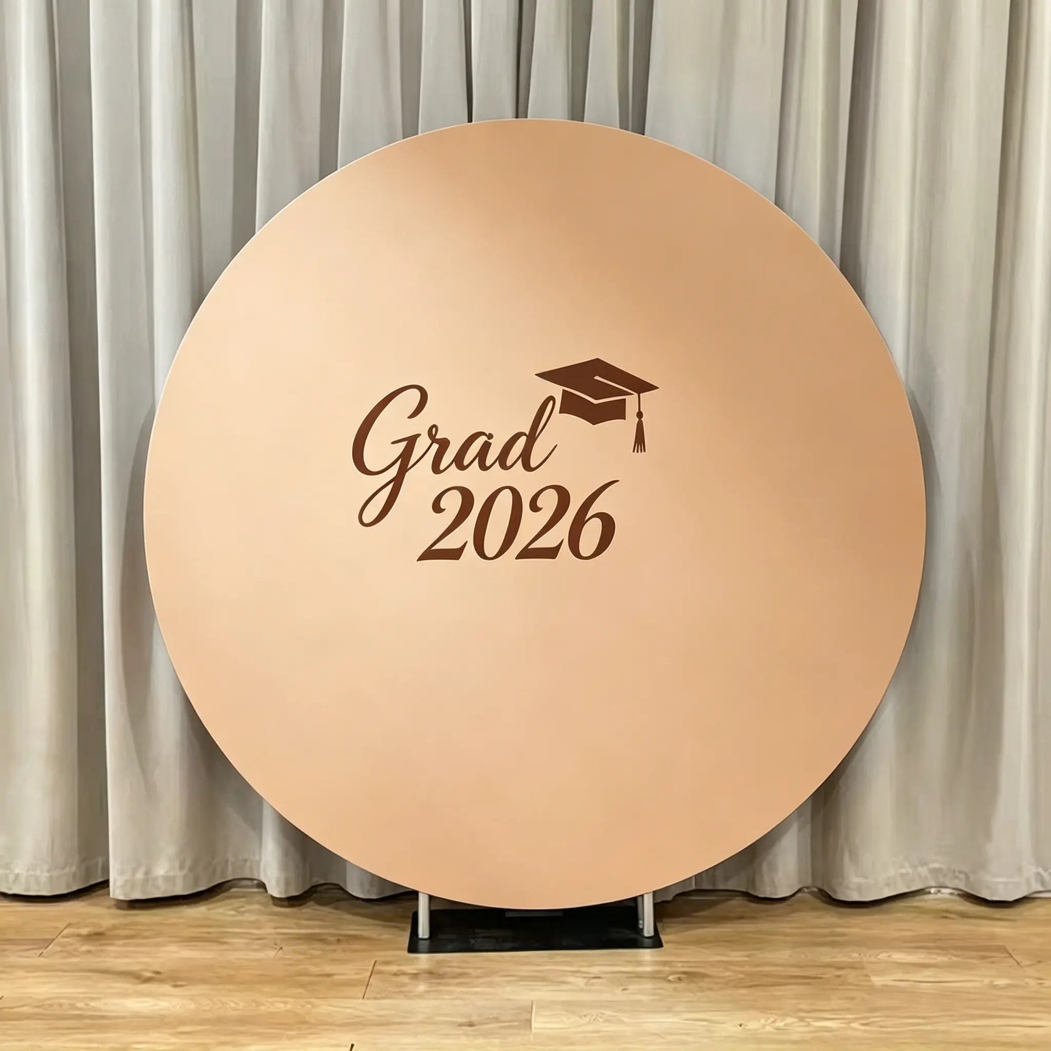Senior Photo Round Backdrop Peach Brown Classic Grad Graduation Senior Round Backdrop CSH64-58