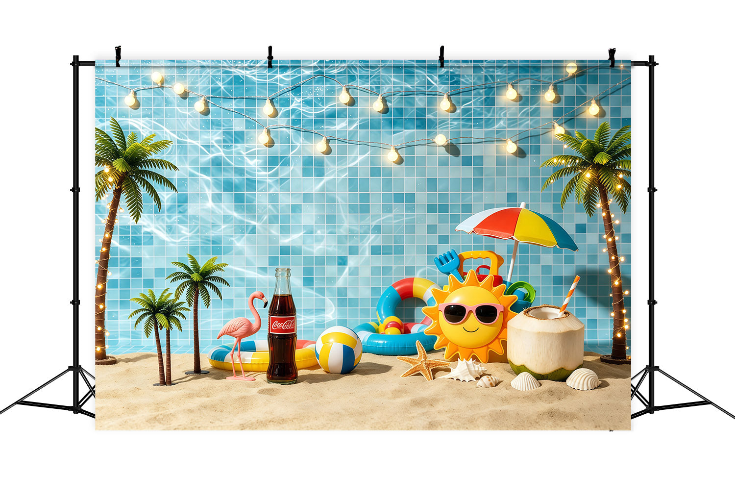 Beach Backdrop Swimming Pool Party Fun Decor Summer Beach Backdrop CSH64-83