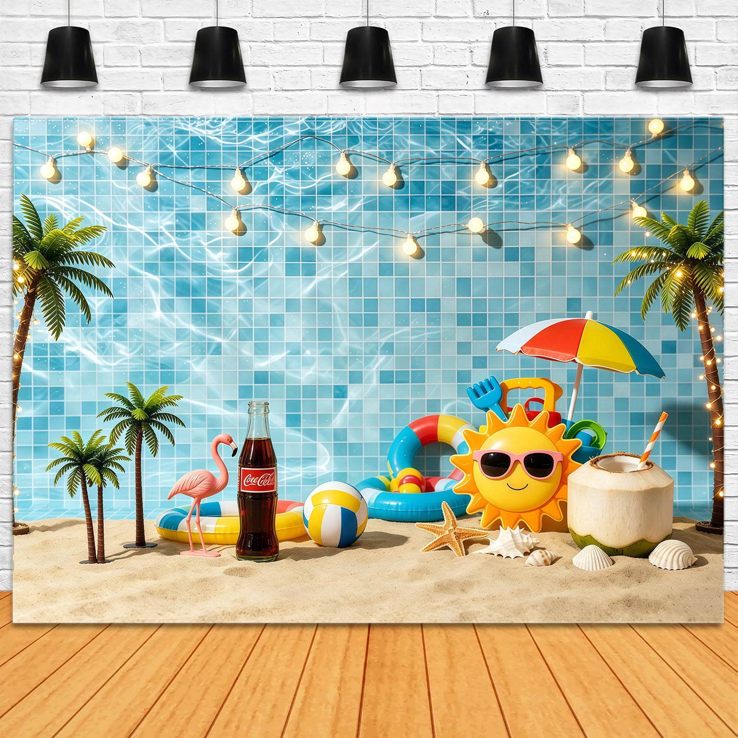 Beach Backdrop Swimming Pool Party Fun Decor Summer Beach Backdrop CSH64-83