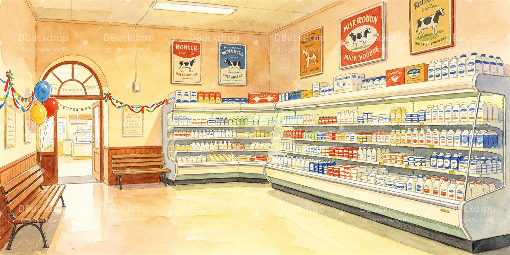 Backdrop For Theater Play Dairy Market Performance Backdrop CSH66-T90