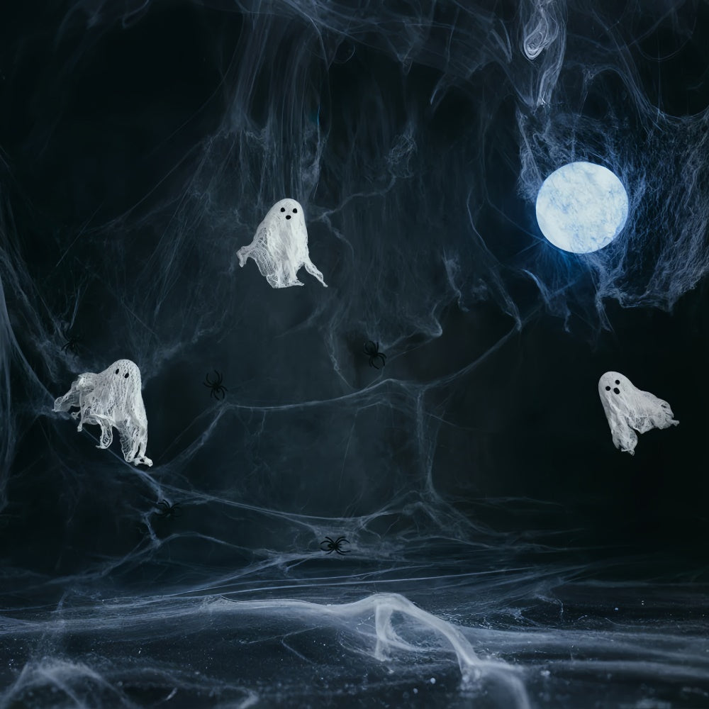 Halloween Spooky Backdrop Moonlit Cobweb Ghost Gathering Halloween Garage Door Decor CSH67-13