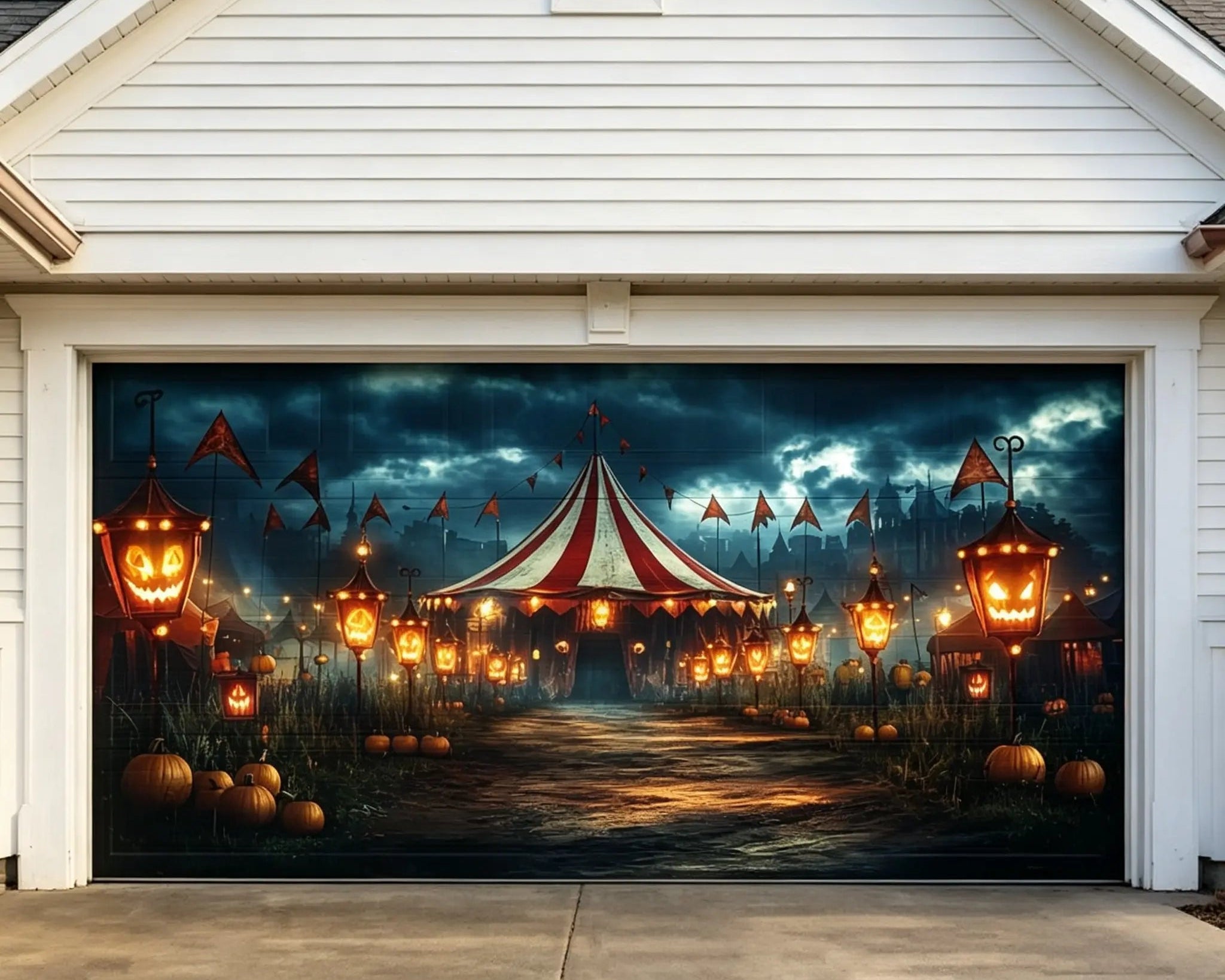 Halloween Moonlit Pumpkin Carnival Tent Outdoor Garage Door Banner CSH67-19-2 car