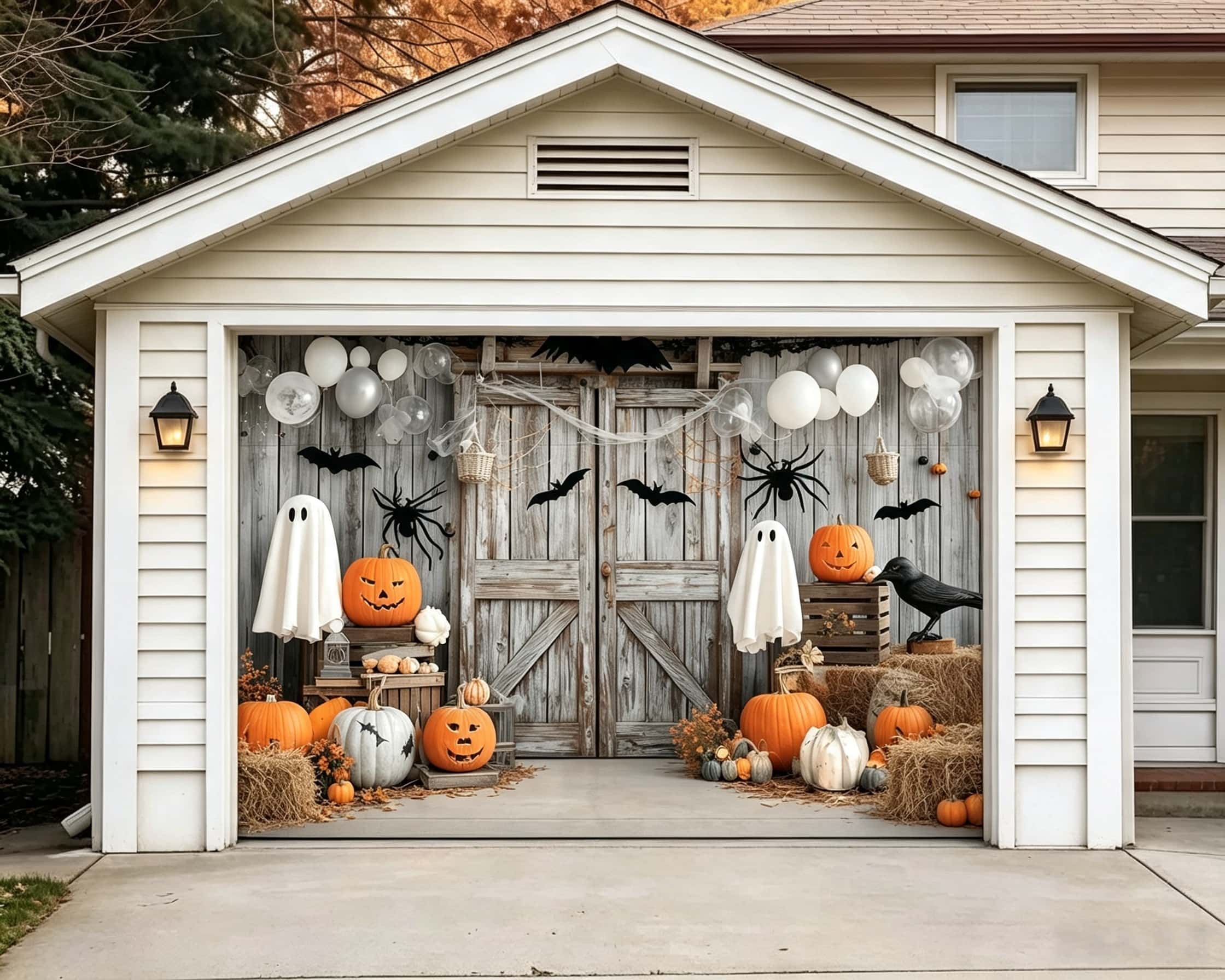 Spooky Halloween Rustic Ghost Pumpkin Barn Garage Door Decor CSH67-33-1 car