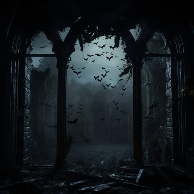 Halloween Foggy Bat Gothic Ruins Garage Door Cover CSH67-40-1 car