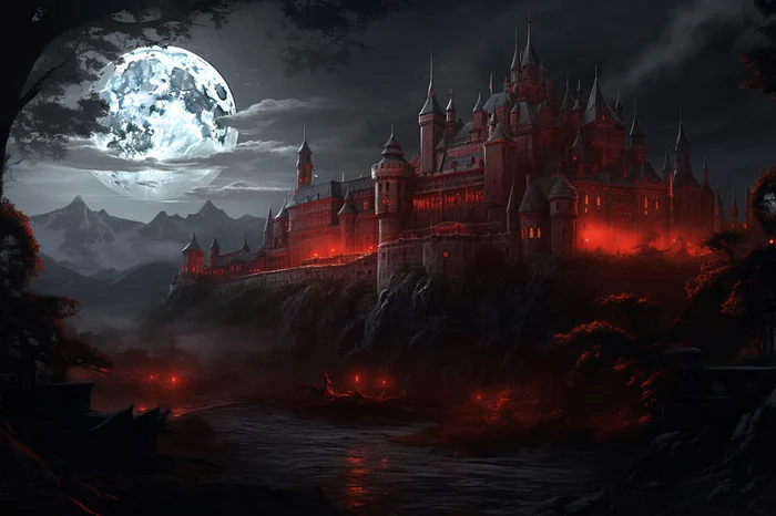 Halloween Crimson Moonlit Gothic Castle Garage Door Decor CSH67-43-2 car