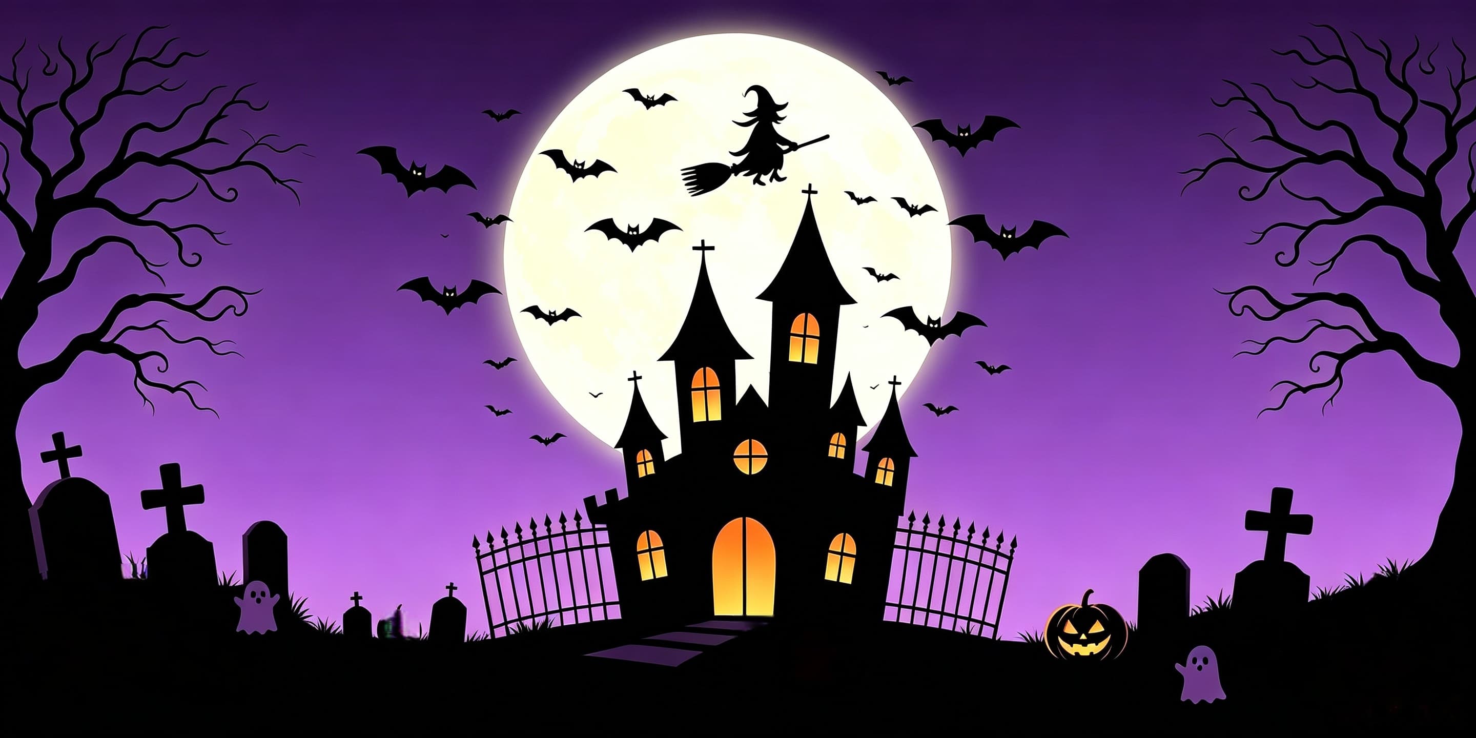 Witch Halloween Garage Door Cover Purple Moon Witch Castle Halloween Garage Door Wrap CSH67-53-2 car