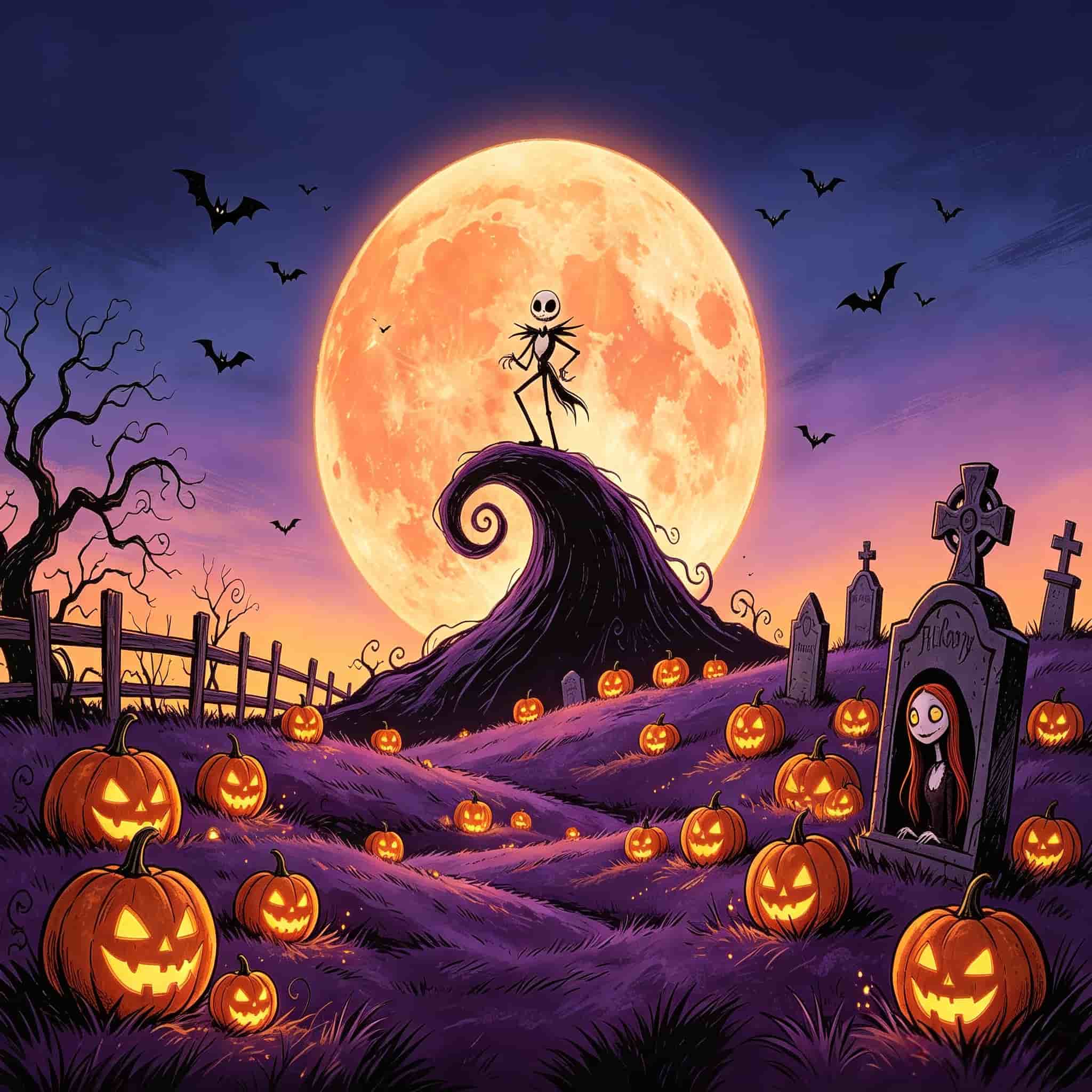 Graveyard Halloween Garage Door Cover Moonlit Skeleton Pumpkin Graveyard Halloween Garage Decorations CSH67-55-1 car
