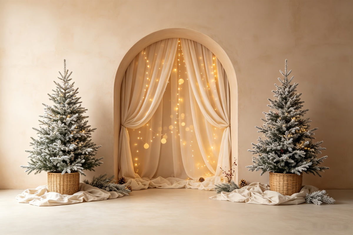 Boho Christmas Backdrop Soft Arch Tree Glow Photographic Backdrops Christmas CSH69-24