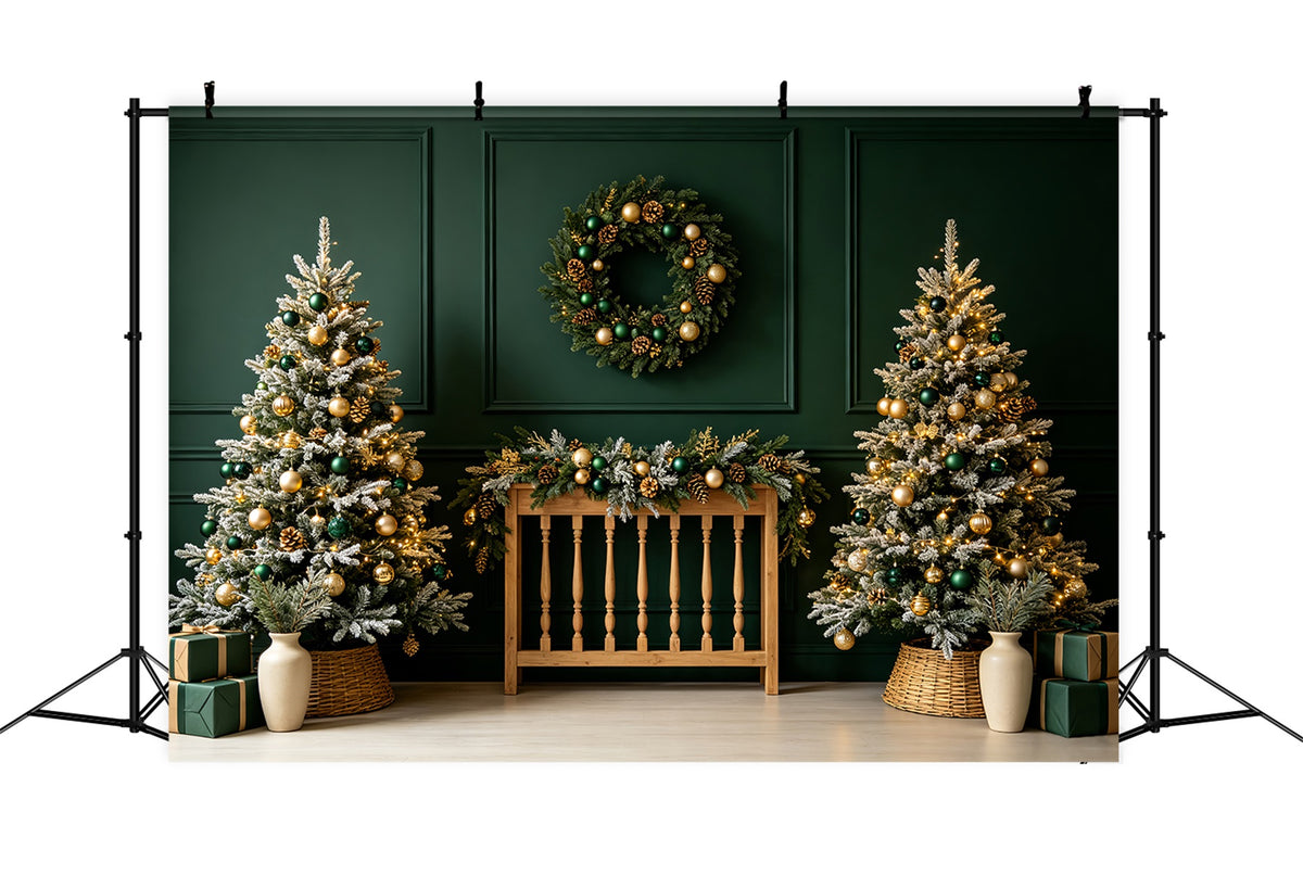 Christmas Headboard Backdrop Emerald Gold Nursery Decor Christmas Photo Backdrop CSH69-28