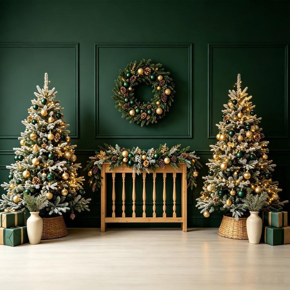 Christmas Headboard Backdrop Emerald Gold Nursery Decor Christmas Photo Backdrop CSH69-28