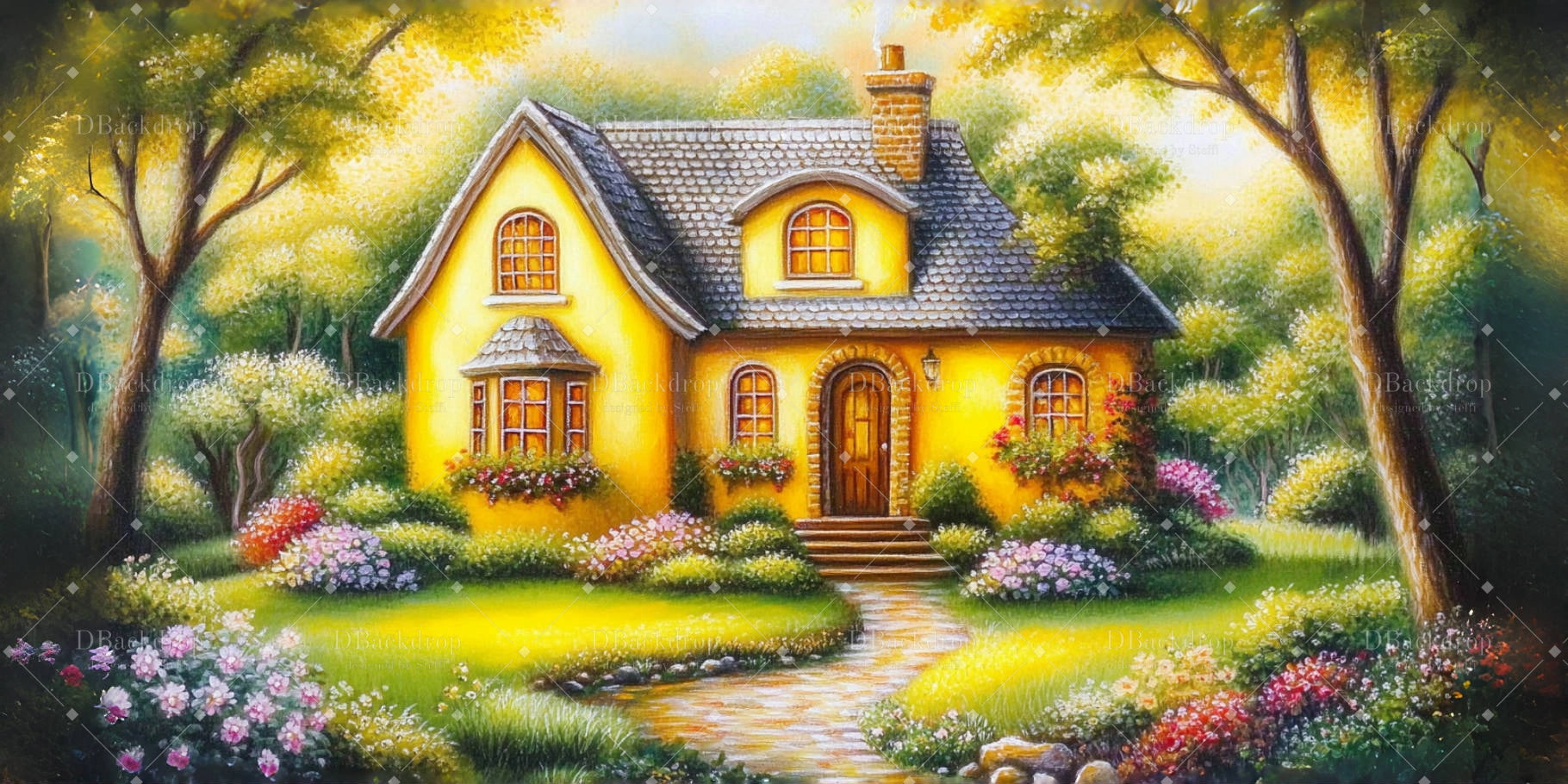 Theater Backdrop Cottage in Forest Stage Scenery Backdrops CSH59-T34