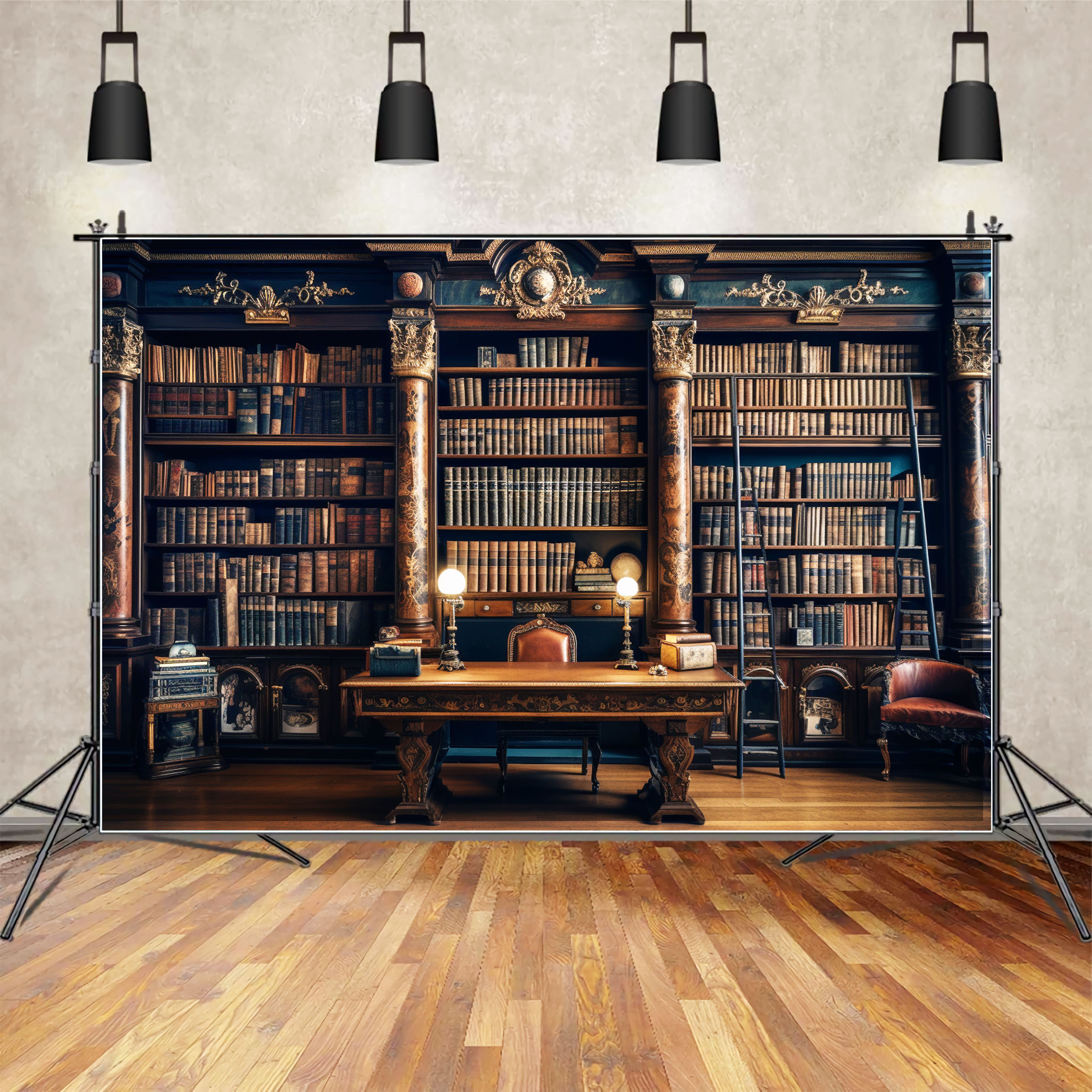 Retro Study Room Books Back to School Backdrop DBD7-37