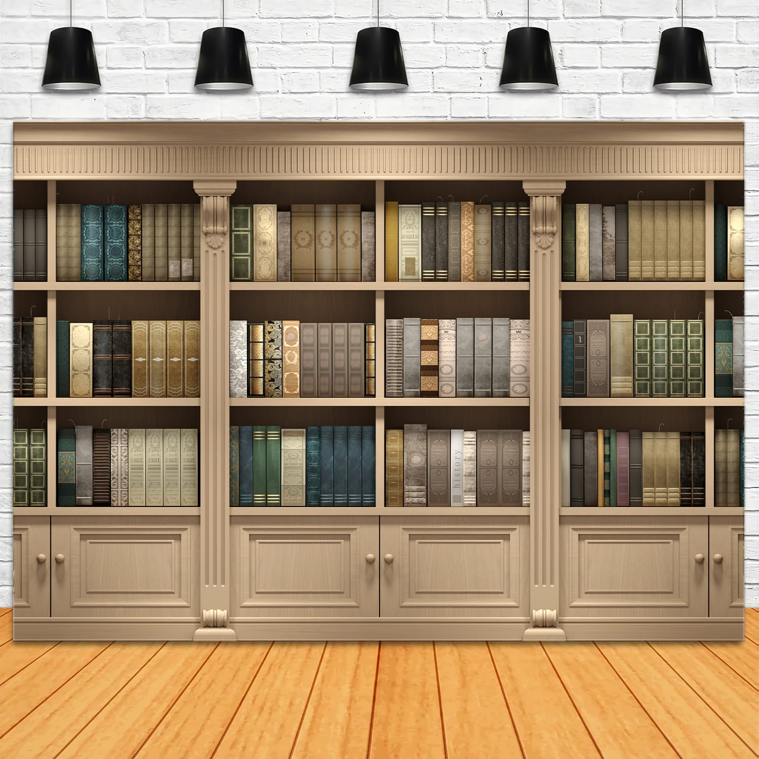 Wall Wooden Bookshelf Back to School Backdrop DBD7-44