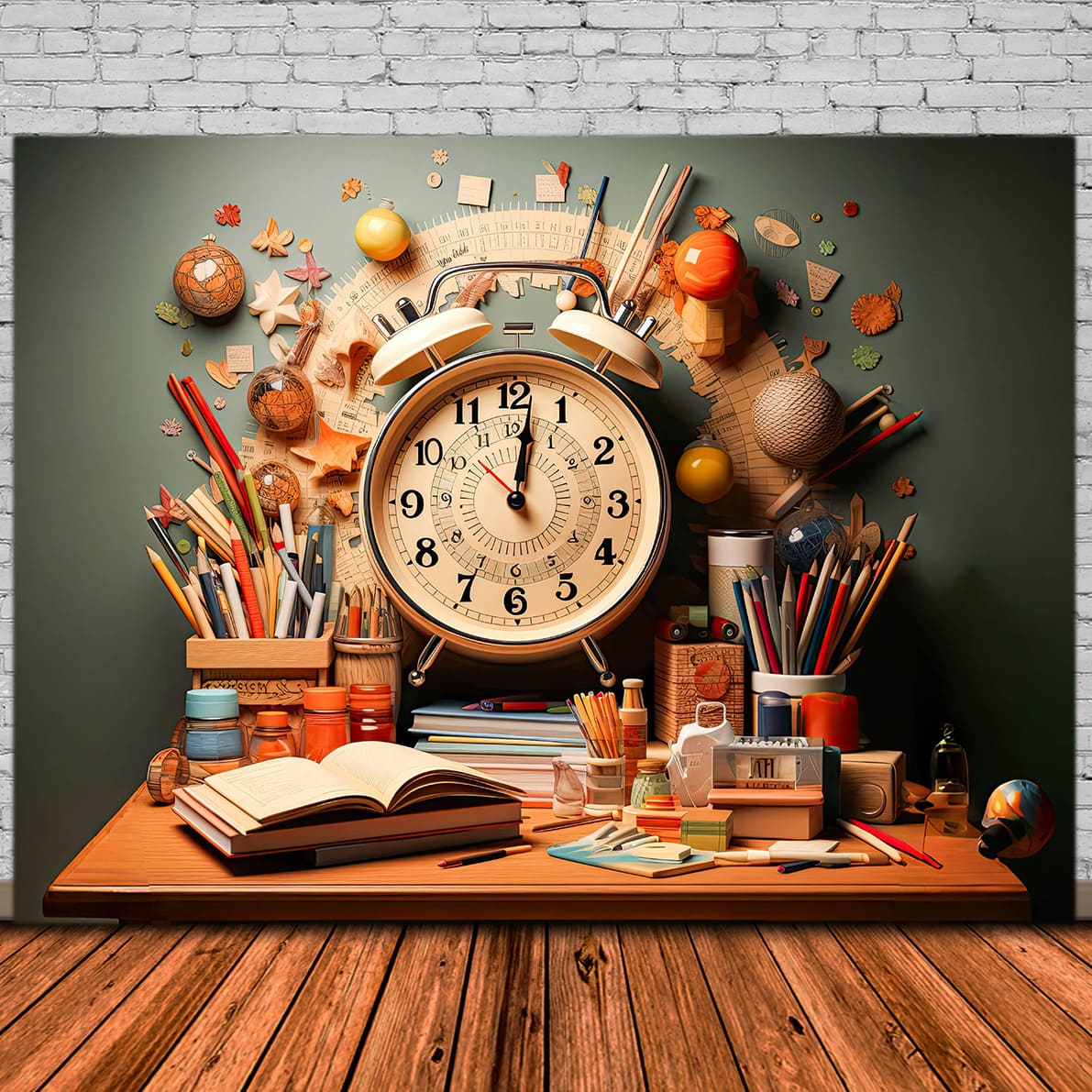 Alarm Clock School Supplies Photography Backdrop DBD7-53