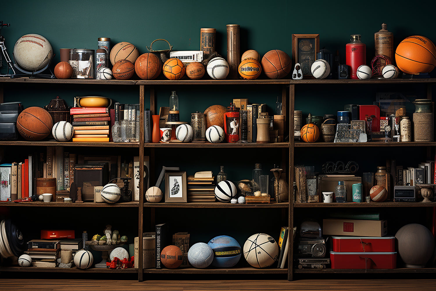 Sports Balls Shelf Back to School Backdrop DBD7-59