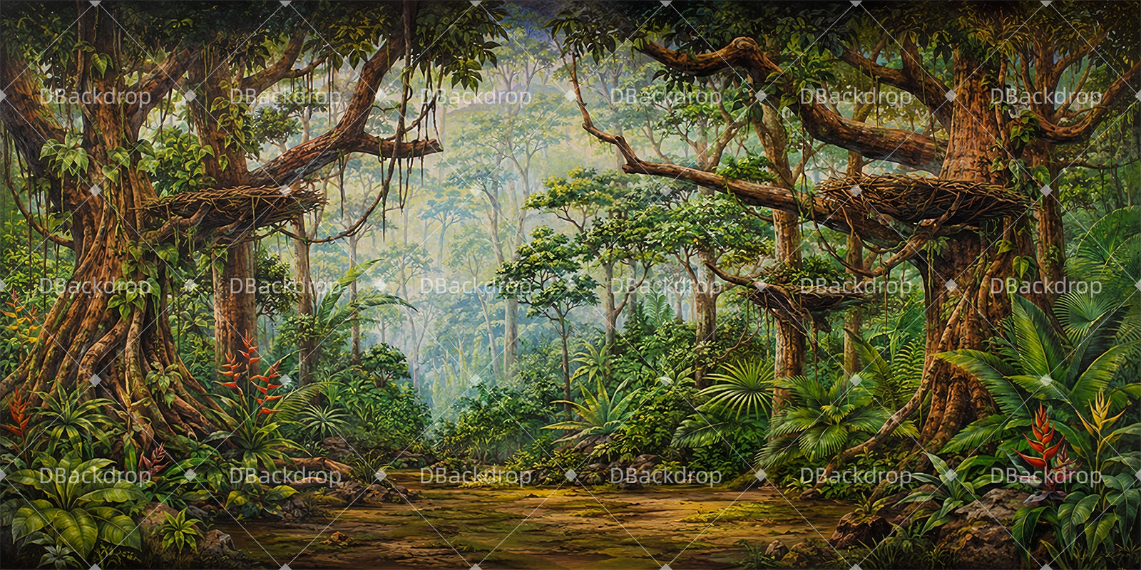 School Play Backdrops Gorilla Grove Forest Stage Backdrop DLS65-T4