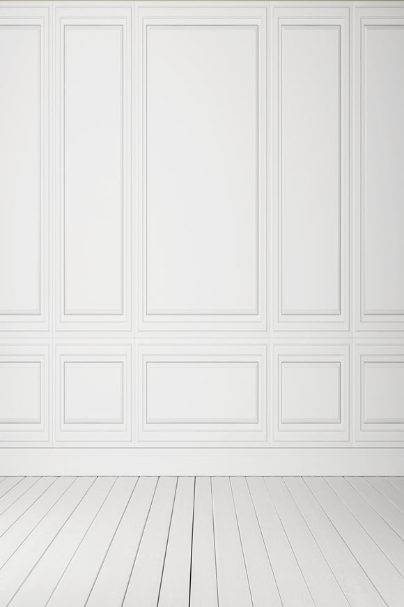 Classic White Interior with Wooden Floor Backdrop for Photos GC-78