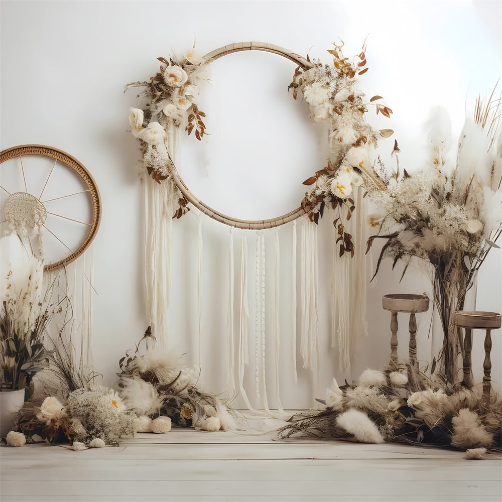 Bohemian Backdrop Soft Ivory Dreamcatcher Pampas Backdrop GQ2-13