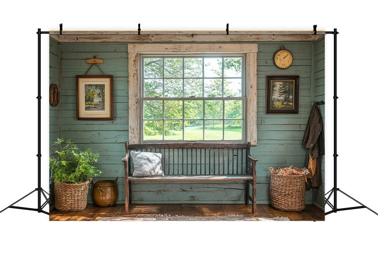 Backdrops For Mother's Day Serene Window View Bench Backdrop GQ2-146