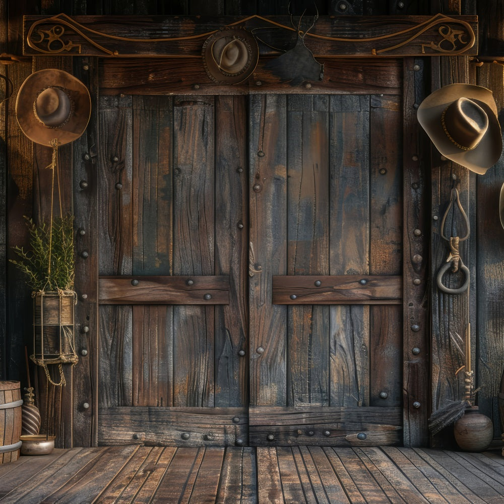 Backdrop Father's Day Cowboy Gear Wooden Backdrop GQ2-224