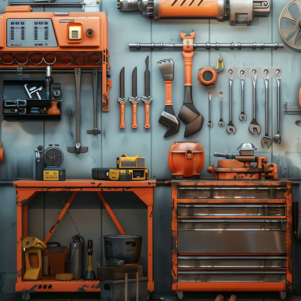 Father's Day Photo Backdrop Workshop Repair Station Backdrop GQ2-228
