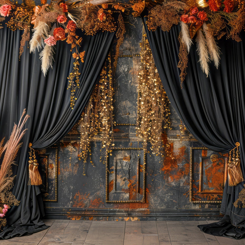 Bohemian Backdrop Vintage Dark Floral Photography Backdrop GQ2-31