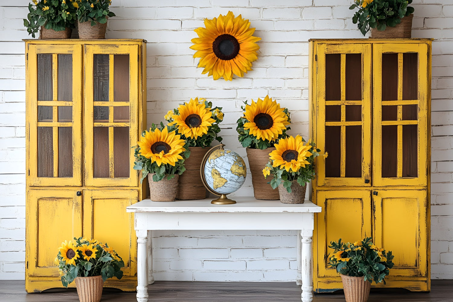 Backdrop For Back To School Sunflower Classroom Rustic Backdrop GQ3-116