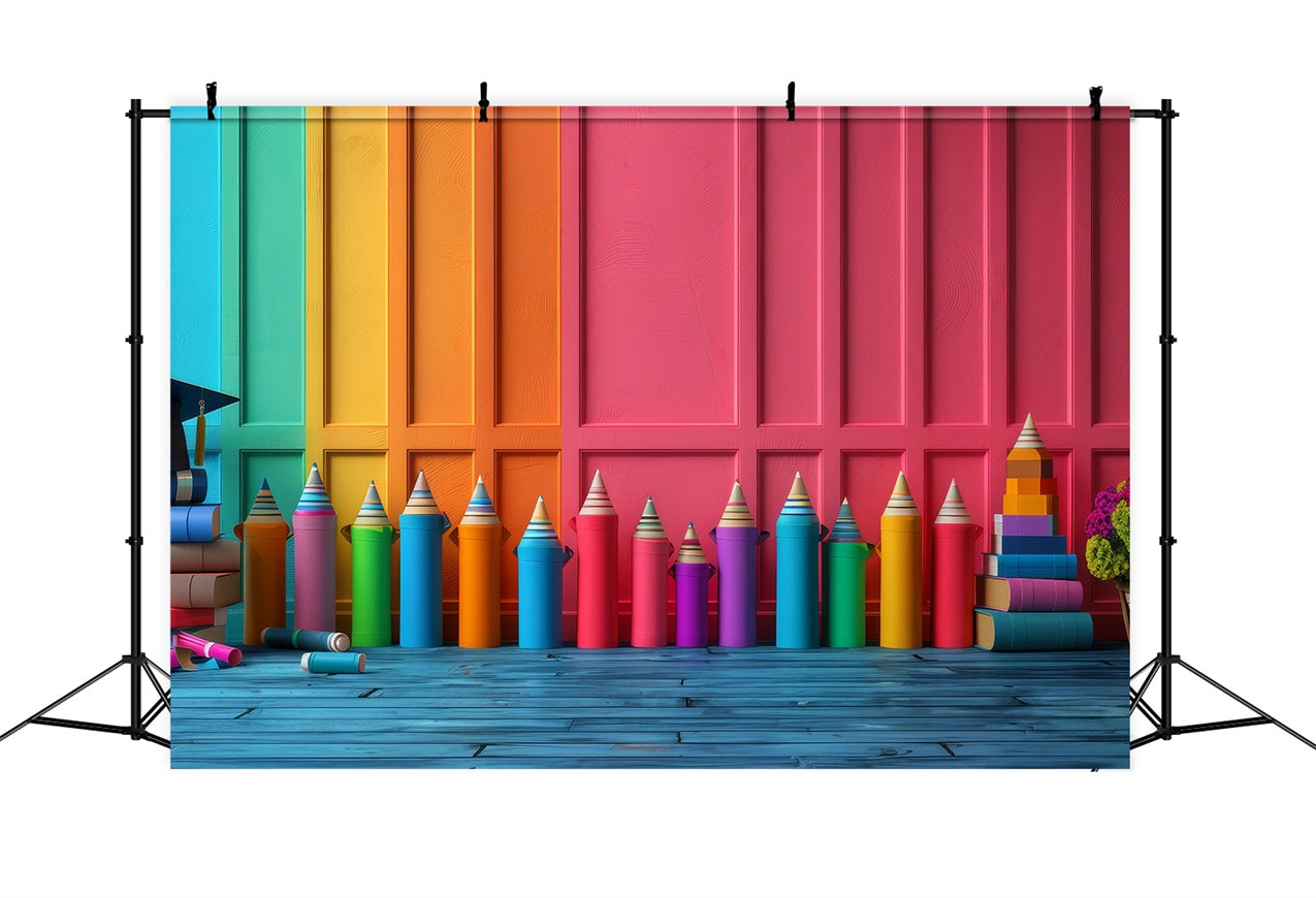 Backdrop Back To School Fun Color Pencil Learning Backdrop GQ3-130