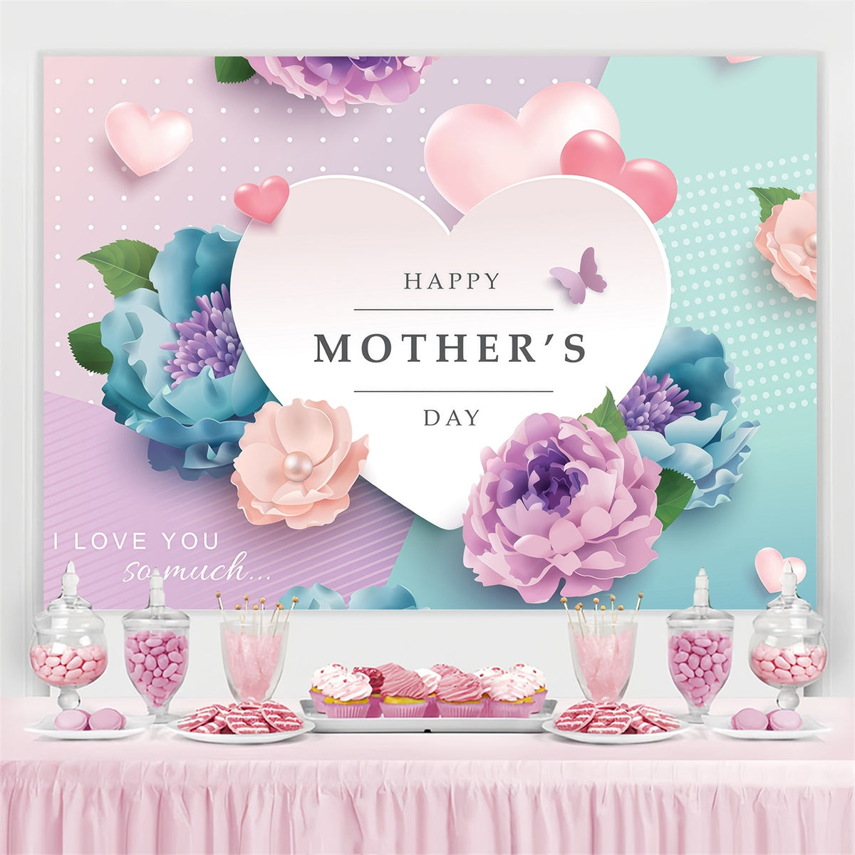 Mother's Day Backdrop Ideas Pastel Floral Charm Customized Backdrop GQ3-171