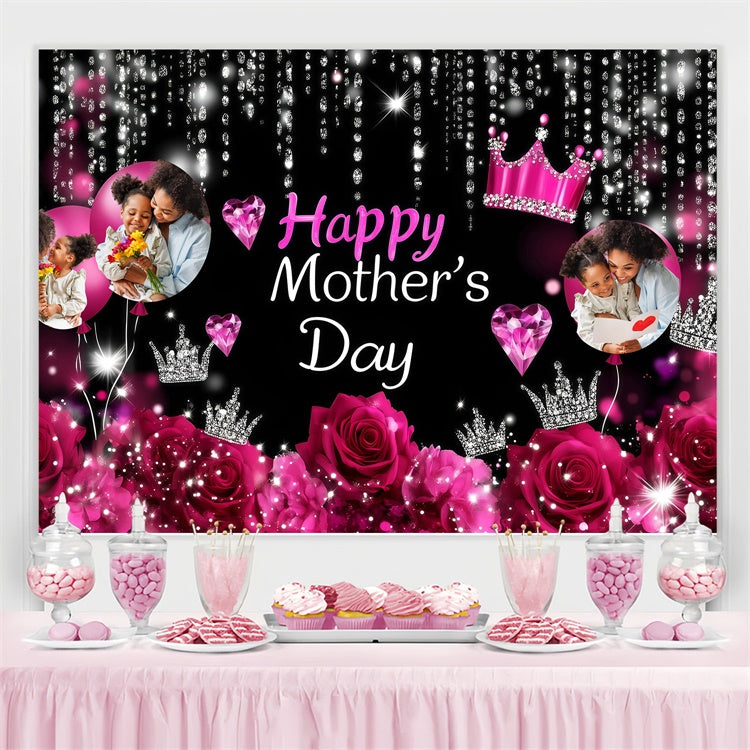 Mothers Day Backdrops Luxury Diamond Rose Personalized Backdrop GQ3-196