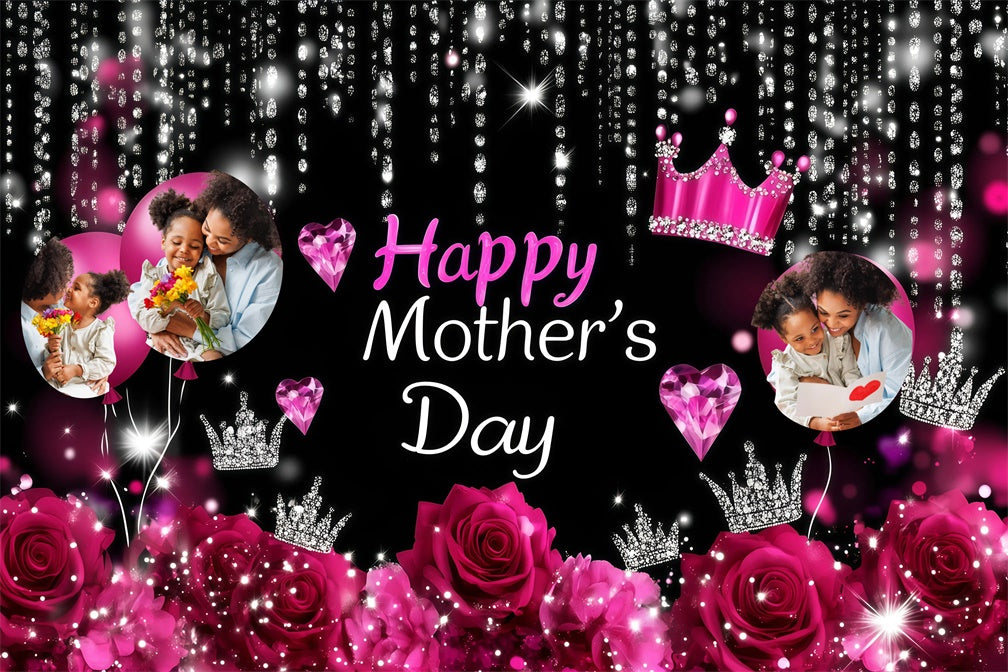Mothers Day Backdrops Luxury Diamond Rose Personalized Backdrop GQ3-196