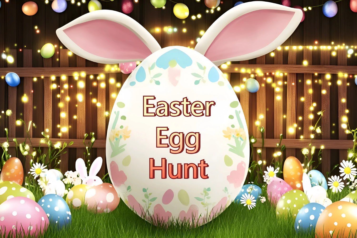 Photo Backdrops Easter Glowing Festive Egg Hunt Custom Backdrop GQ3-208
