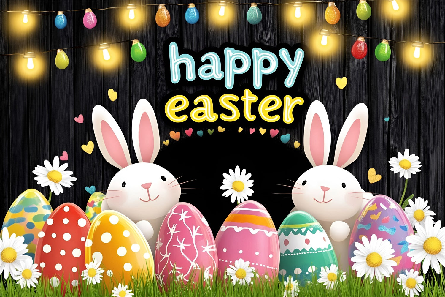 Easter Backdrops For Photos Nighttime Sparkle Bunny Custom Backdrop GQ3-213