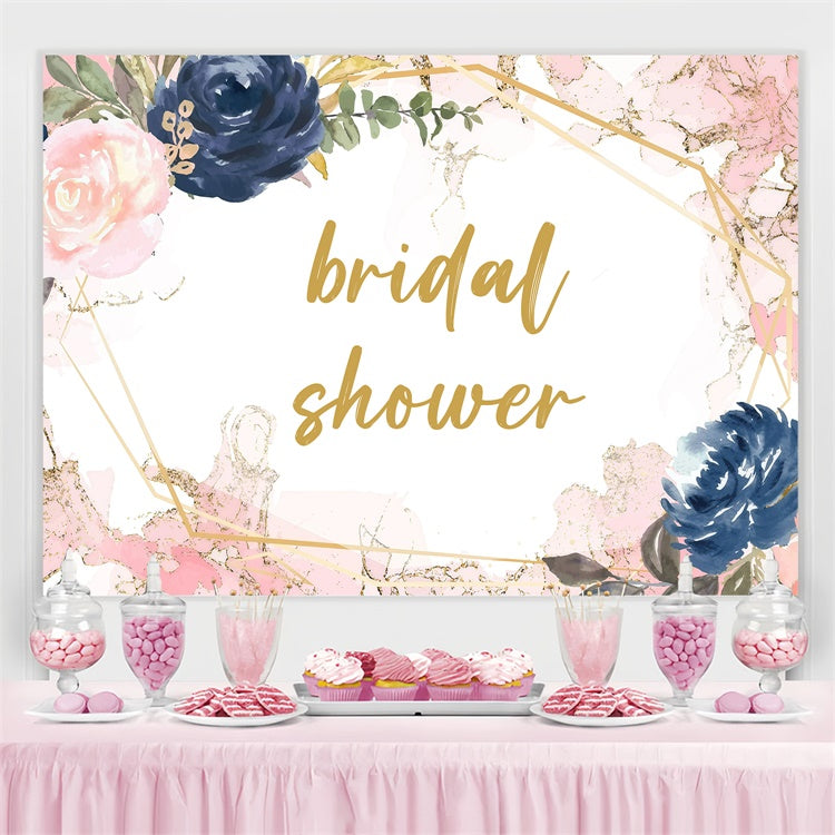 Bridal Shower Backdrop Elegant Watercolor Flower Customized Backdrop GQ3-218
