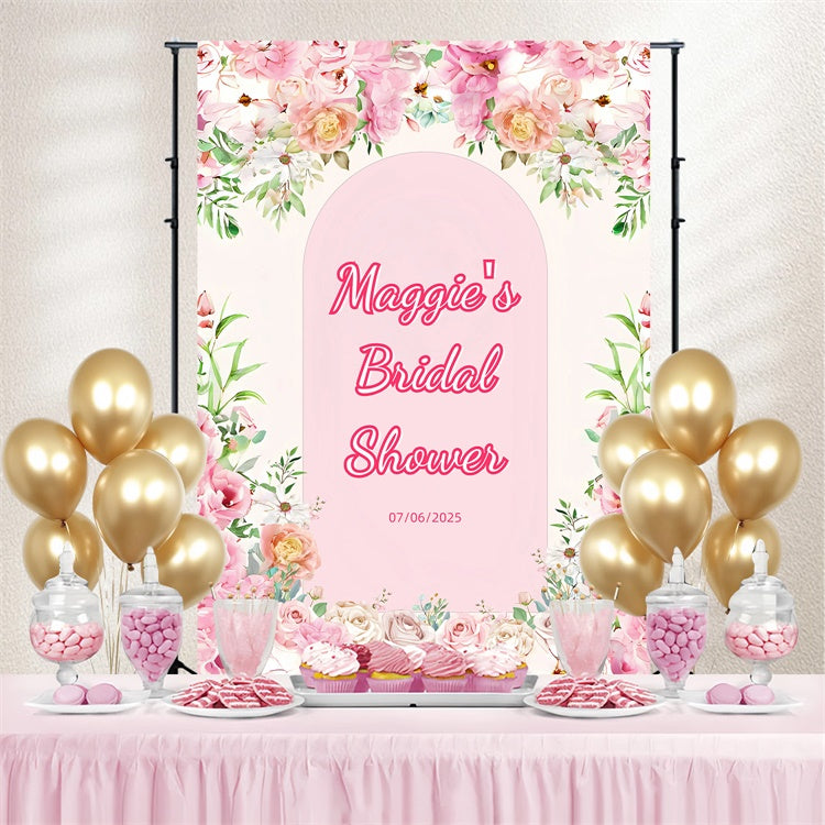 Customized Backdrop For Bridal Shower Elegant Rose Archway Backdrop GQ3-238