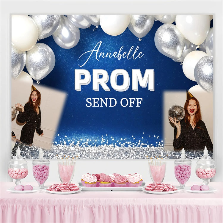 Prom Backdrop Silver Confetti Balloon Graduation Party Custom Backdrop GQ3-240