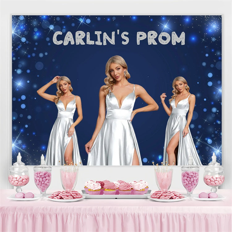 Prom Backdrop Ideas Glamour Blue Lights Graduation Party Customized Backdrop GQ3-242