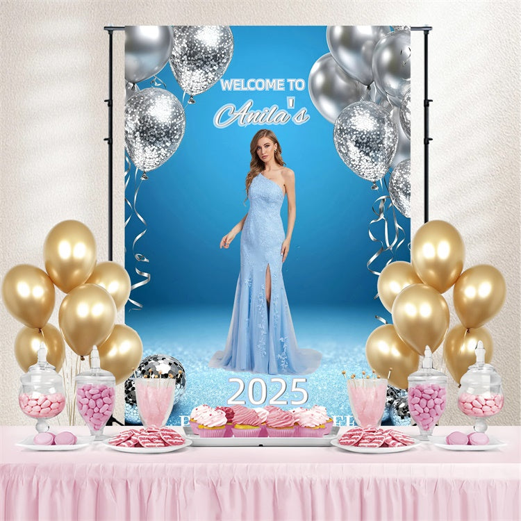 Prom Backdrop Glam Silver Balloon Graduation Party Customized Backdrop GQ3-250
