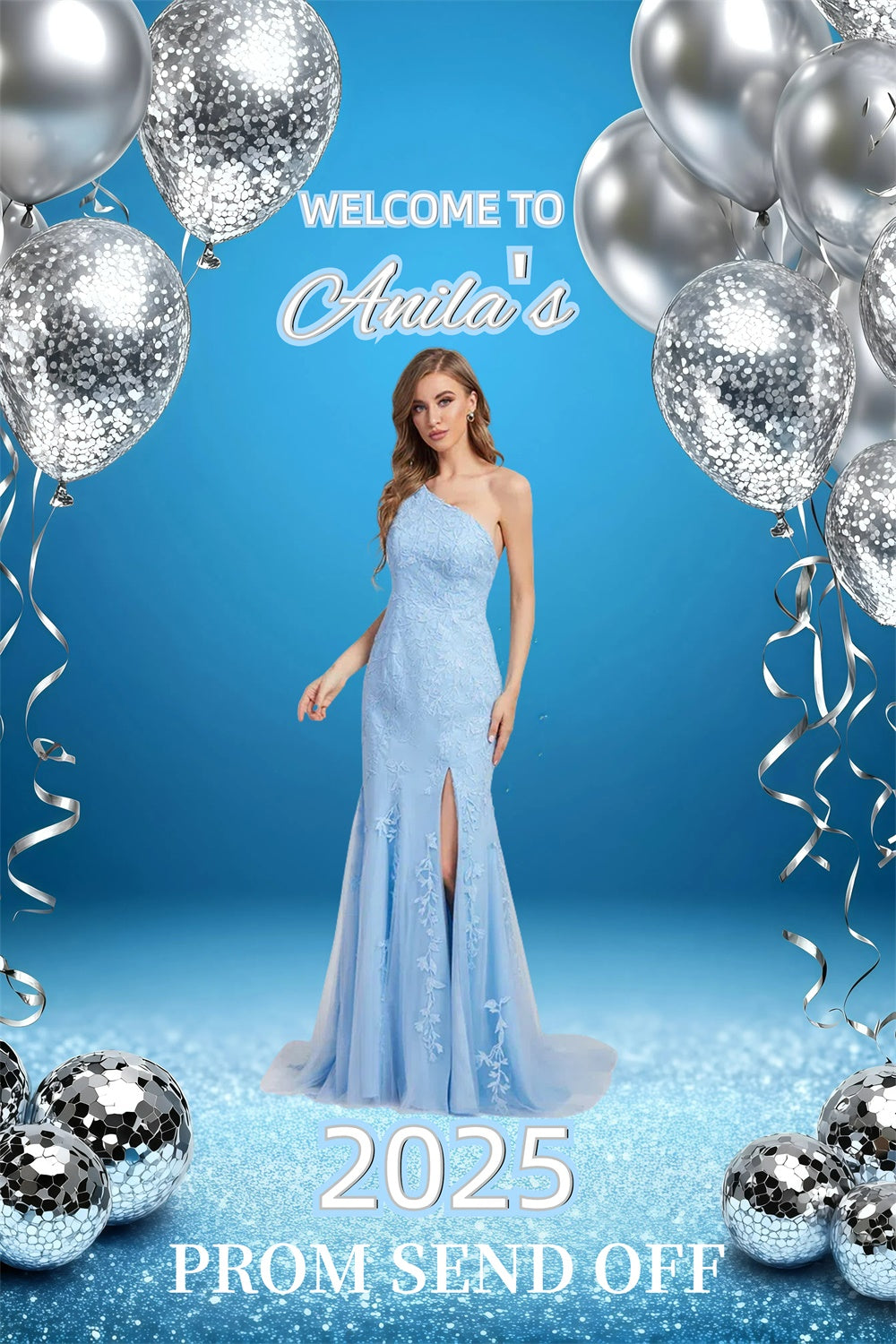 Prom Backdrop Glam Silver Balloon Graduation Party Customized Backdrop GQ3-250