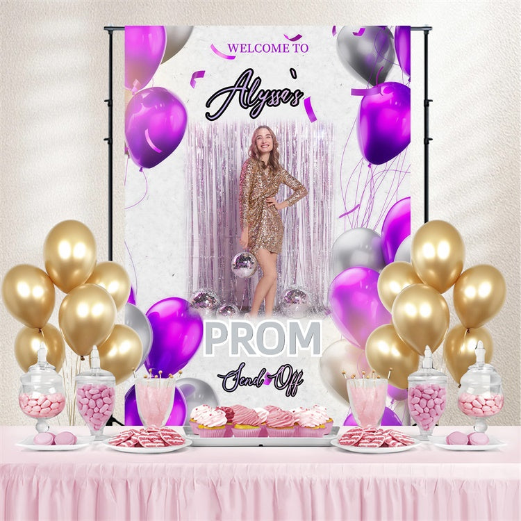 Prom Backdrop Ideas Purple Balloon Prom Graduation Party Custom Backdrop GQ3-251
