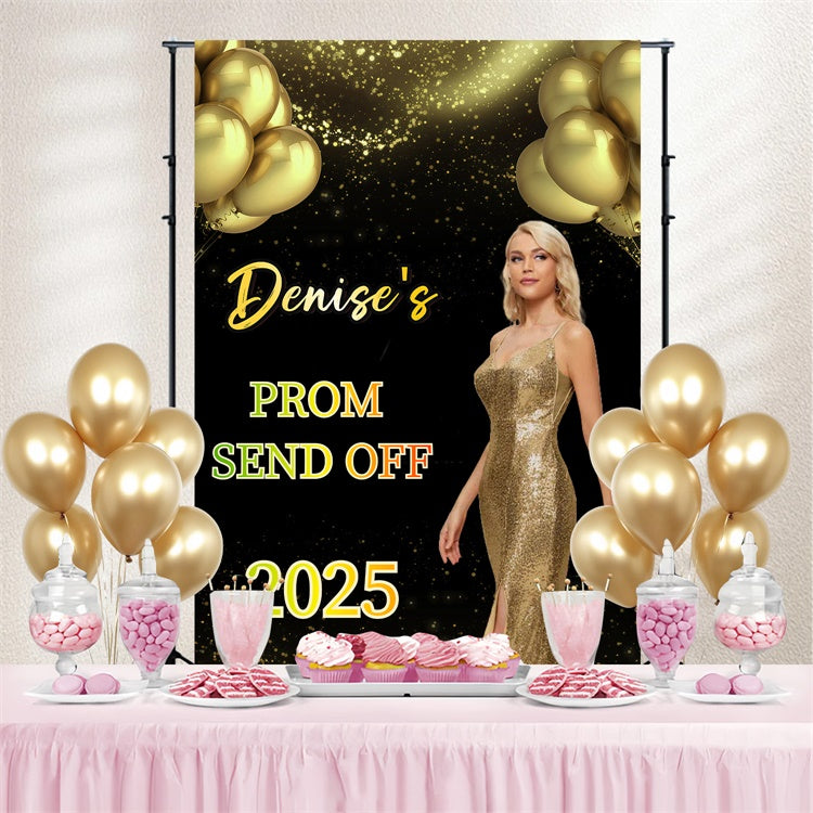 Prom 2025 Backdrop Classy Gold Dress Graduation Party Customized Backdrop GQ3-252
