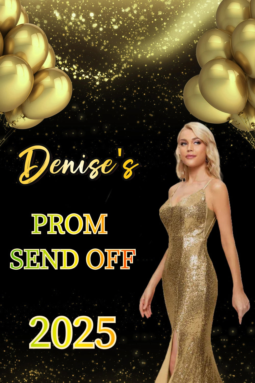 Prom 2025 Backdrop Classy Gold Dress Graduation Party Customized Backdrop GQ3-252