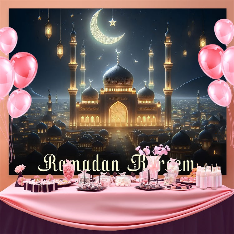 Ramadan Backdrops Starry Night Mosque Backdrop GQ3-26