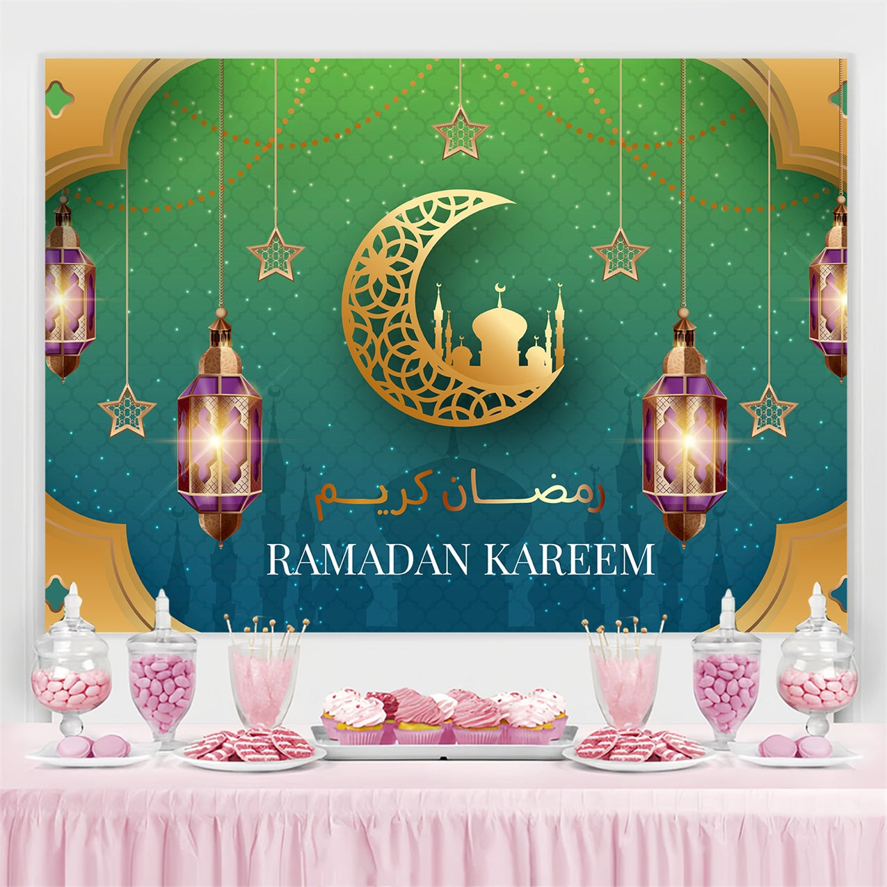 Ramadan Backdrops Vibrant Lantern Festival Backdrop GQ3-3