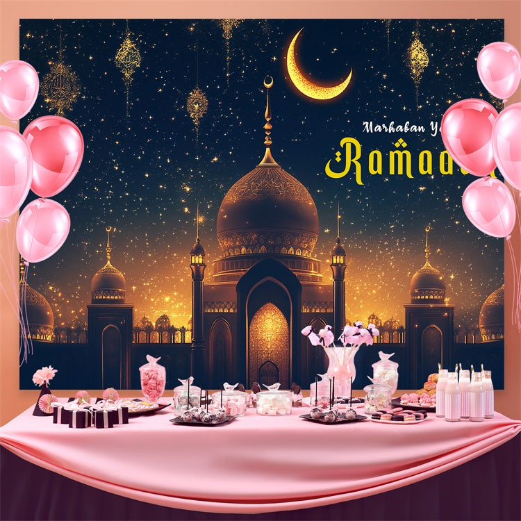 Ramadan Mubarak Backdrop Starry Mosque Night Backdrop GQ3-30
